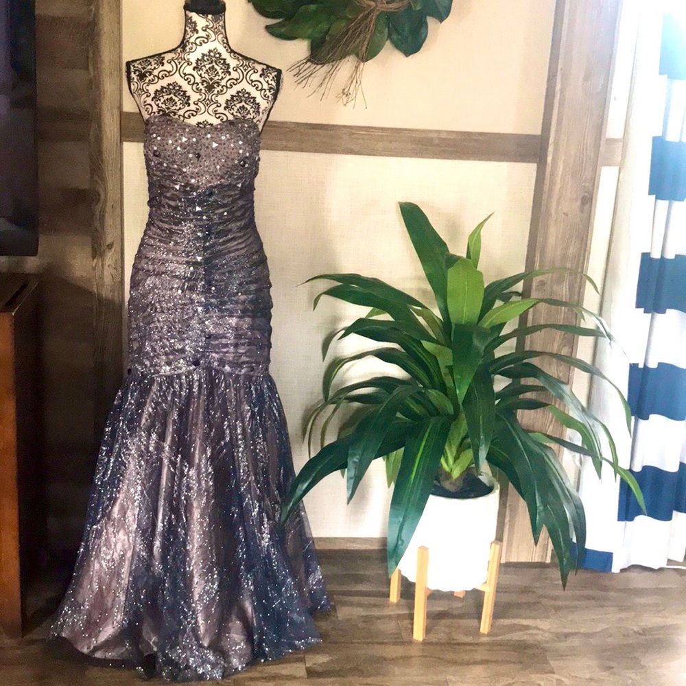 Lilac & Silver Drop Waist Sparkle Dress